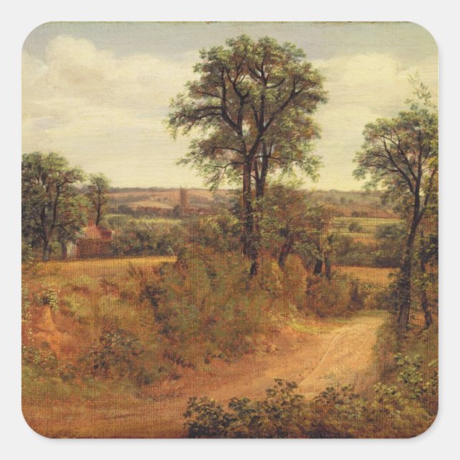 Adesivo Quadrado John Constable | Uma faixa perto de Dedham, c.1802 (Frente)