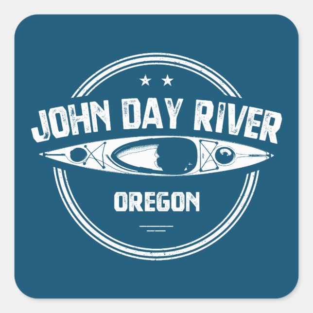 Adesivo Quadrado John Day River Oregon Kayaking (Frente)