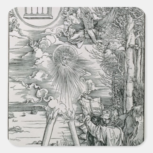 Adesivo Quadrado John Devorando o Livro (Frente)