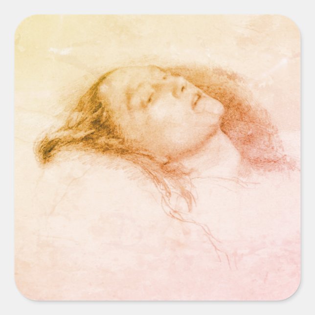 Adesivo Quadrado John Everett Millais - Ophelia (Estudo preliminar) (Frente)