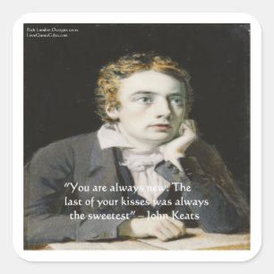 Adesivo Quadrado John Keats "Beijos Frescos" Presentes e Cartões de