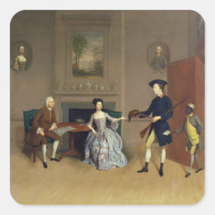 Adesivo Quadrado John Orde, com a sua esposa Anne, e o seu filho ma