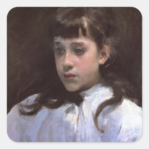 Adesivo Quadrado John Sargent-Young Girl WITH White Muslin Blouse