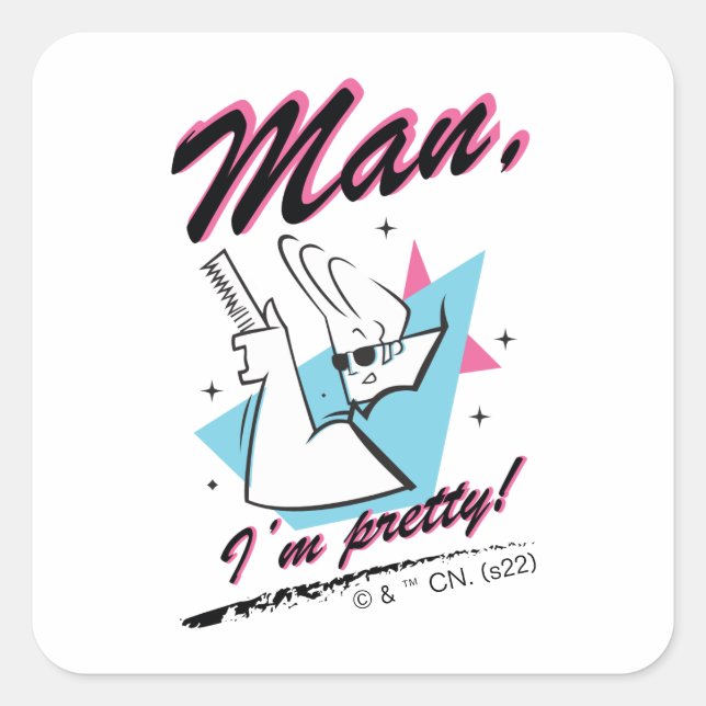 Adesivo Quadrado Johnny Bravo - Man I'm Pretty Retro Graphic (Frente)