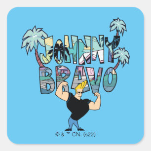 Adesivo Quadrado Johnny Bravo Palm Tree Name