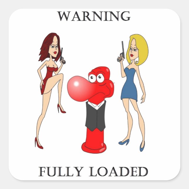 Adesivo Quadrado Johnny Condom completamente carregado (Frente)