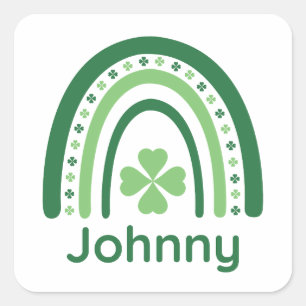 Adesivo Quadrado Johnny Nome Clover Boho Arco-íris