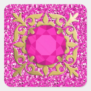Adesivo Quadrado Joia rosa Topaz com fundo drogado
