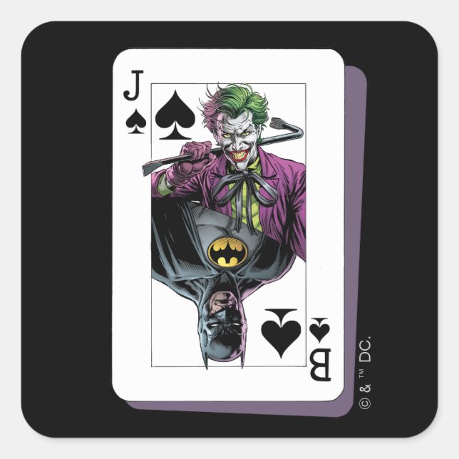 Adesivo Quadrado Joker and Batman Spade Playing Card Illustration (Frente)