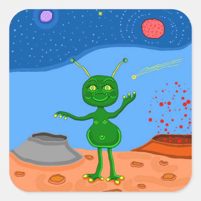 Adesivo Quadrado Jolly, a Alienígena (Frente)