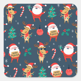 Adesivo Quadrado Jolly Christmas Pattern
