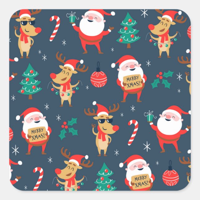 Adesivo Quadrado Jolly Christmas Pattern (Frente)