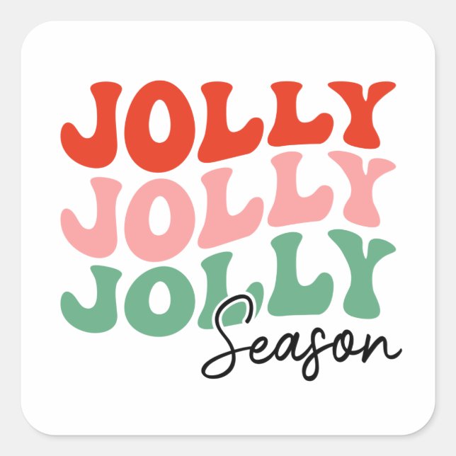 Adesivo Quadrado Jolly Jolly Jolly Season Retro Holiday Typografia (Frente)