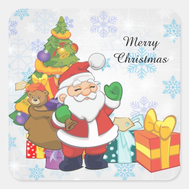 Adesivo Quadrado Jolly Papai Noel Natal (Frente)