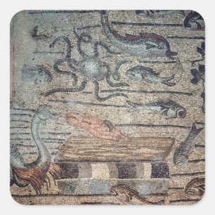 Adesivo Quadrado Jonah sendo cuspido pela Baleia, detalhe de um d