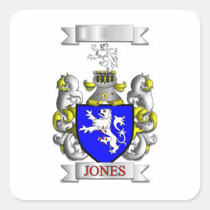 Adesivo Quadrado Jones Família Sobrenome e Escudo