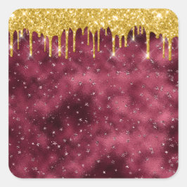 Adesivo Quadrado Jordan Candels Burgundy Glitter Sticker Dourado