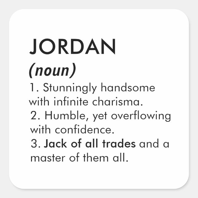 Adesivo Quadrado Jordan name, Editable name, Custom name (Frente)