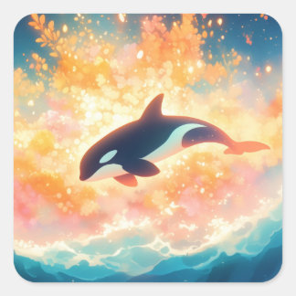 Adesivo Quadrado Jornada da Orca Através de um Mar Mágico