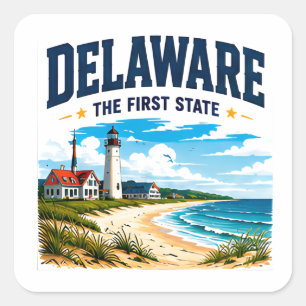 Adesivo Quadrado Jornada de Fuga Costeira de Delaware