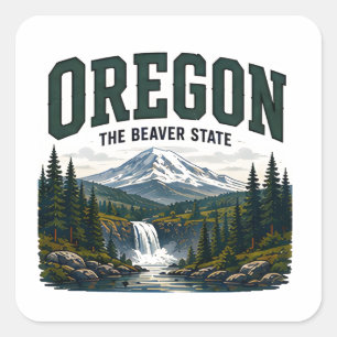 Adesivo Quadrado Jornada pela Natureza Selvagem do Oregon Pacífico