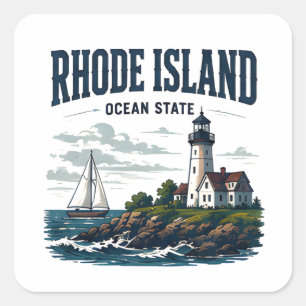Adesivo Quadrado Jornada pelo Farol Costeiro de Rhode Island