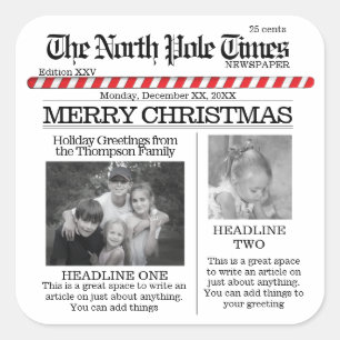 Adesivo Quadrado Jornal Natal do Polo Norte Feriado