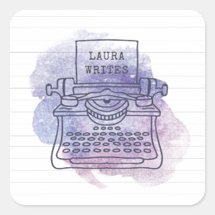 Adesivo Quadrado Jornalista do escritor de máquinas de escrever