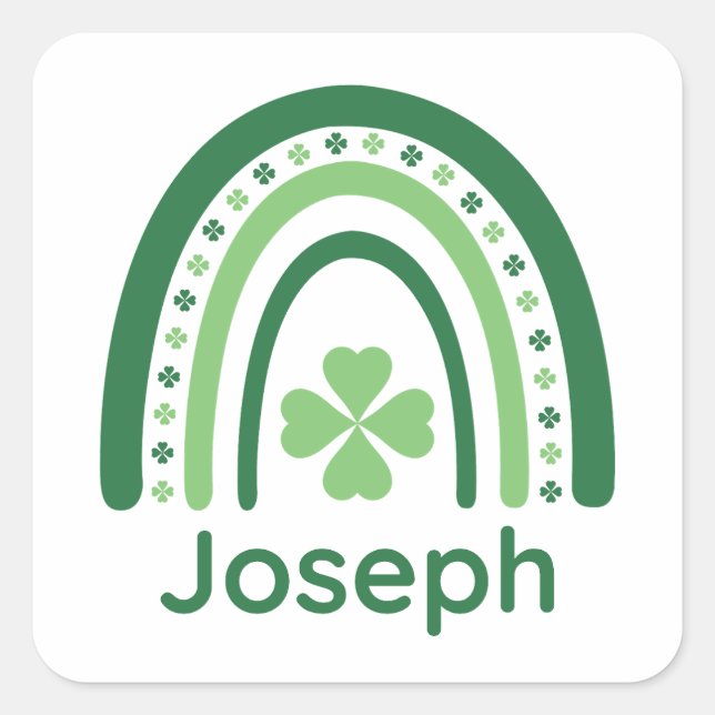 Adesivo Quadrado Joseph Name Clover Boho Rainbow (Frente)