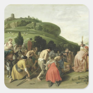 Adesivo Quadrado Joseph Recebe seu Pai no Egito, 1628