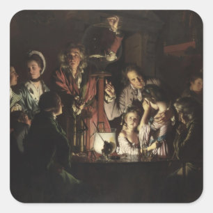 Adesivo Quadrado Joseph Wright uma experiência em um pássaro na