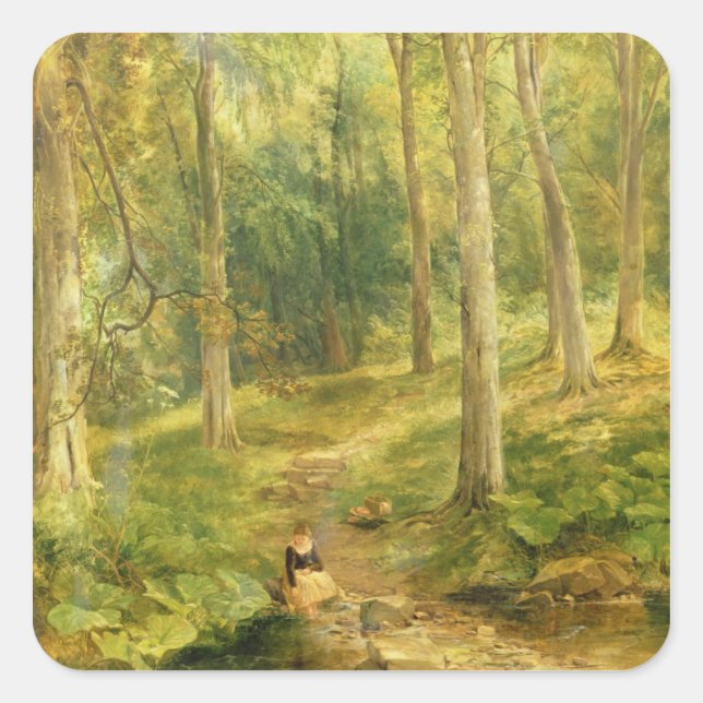 Adesivo Quadrado Jovem Banhando seus pés (Frente)