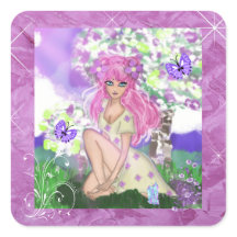 Jovem Garota Sentada com Borboletas