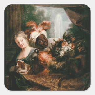 Adesivo Quadrado Jovem Negro segurando uma cesta