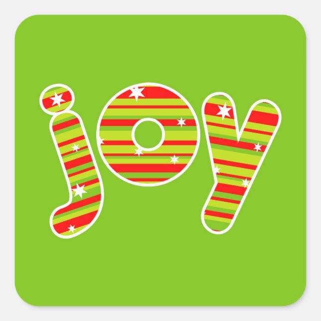 Adesivo Quadrado JOY at Christmas, Red & Green Stripes (Frente)