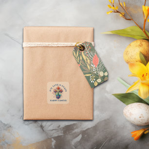 Adesivo Quadrado Joy, Felz pascoa de Amor e Paz  