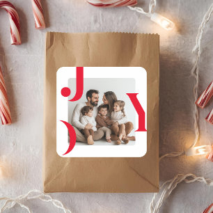 Adesivo Quadrado JOY Foto de Natal Família de Férias Moderna