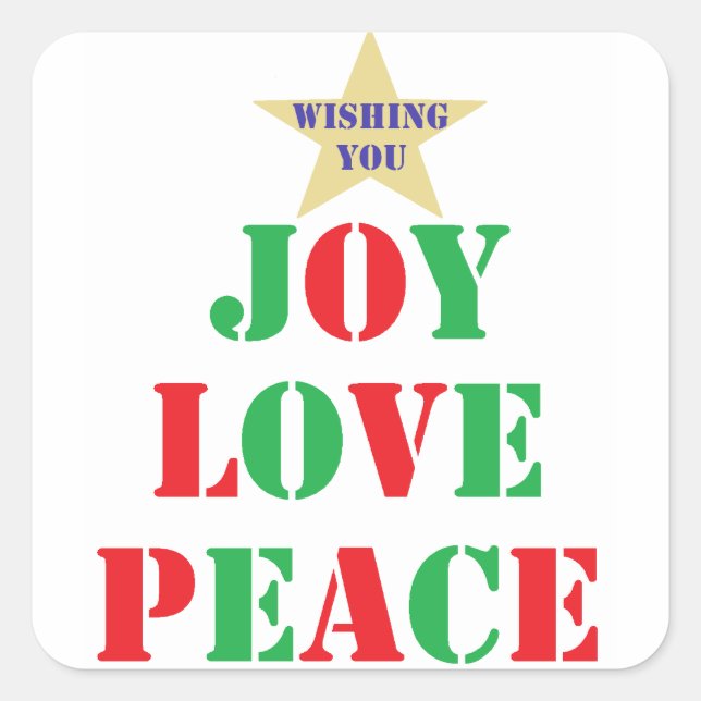 Adesivo Quadrado Joy, Love, Peace (Frente)