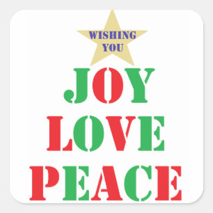 Adesivo Quadrado Joy, Love, Peace
