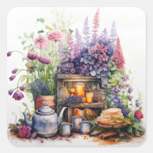 Adesivo Quadrado Joy of Tarde Tea & Gardening