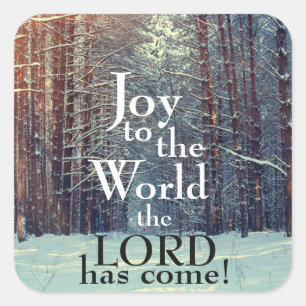 Adesivo Quadrado Joy to the World the Lord's Come, Natal