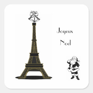 Adesivo Quadrado Joyeux Noel Paris Vinheta de Natal Francesa