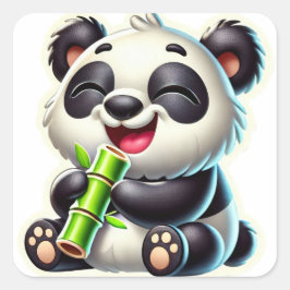 Adesivo Quadrado Joyful Black Happy Panda
