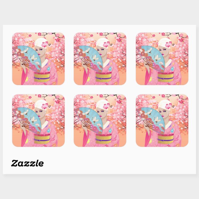 Adesivo Quadrado Joyful in Japan (Folha)