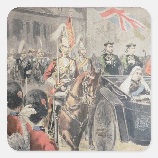 Adesivo Quadrado Jubileu da Rainha de Inglaterra (Frente)