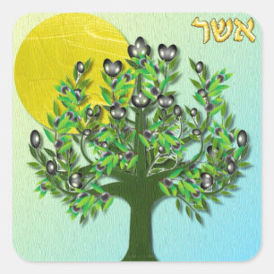 Adesivo Quadrado Judaica 12 Tribos de Israel Aser