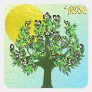Adesivo Quadrado Judaica 12 Tribos Israel Aser