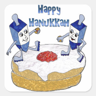 Adesivo Quadrado Judaica Happy Hanukkah Dançando Sonhos Dobra