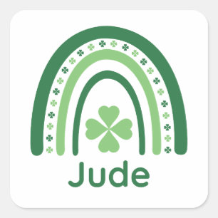 Adesivo Quadrado Jude Name Clover Boho Rainbow