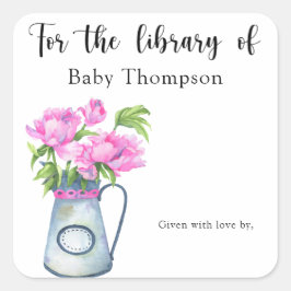 Adesivo Quadrado Jug de flores - para a biblioteca de